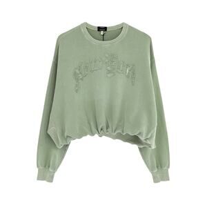 R13 New York Balloon Crewneck Sweatshirt in Light Olive S